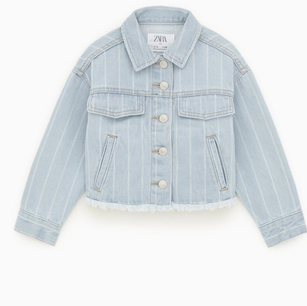ZARA KID STRIPED JEAN JACKET SIZE  6